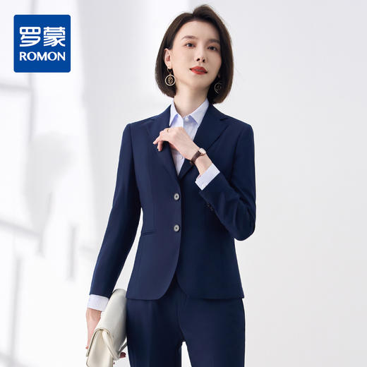 【上衣+裤子】罗蒙春秋女士西服套装职业正装商务通勤修身西装两件套 商品图0