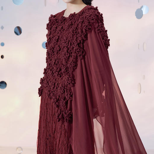 【林栖设计小店】【定制30天发】2022秋冬时装周同款原创羊驼毛手钩拼真丝复古围巾披肩女 商品图7