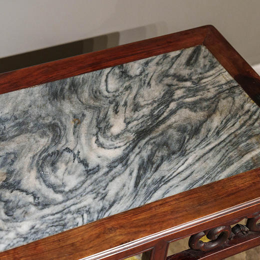 清 红木镶云石云纹卡子花四面平茶桌 商品图2