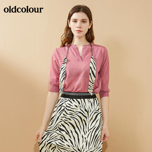 oldcolour秋季商场同款中袖薄款针织衫女N31052131 商品图1