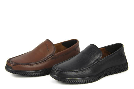 豪行方头包邮春新款11115128真皮休闲皮鞋软底软面一脚蹬男士单鞋 商品图3