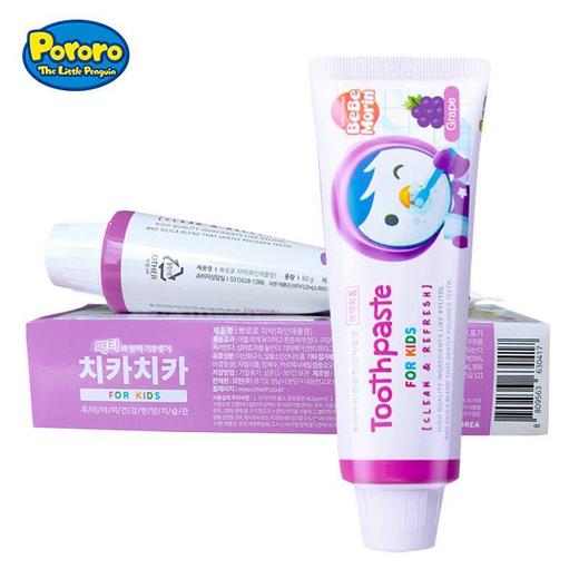Pororo啵乐乐 葡萄味低氟儿童口腔清洁牙膏 80g/支 商品图2