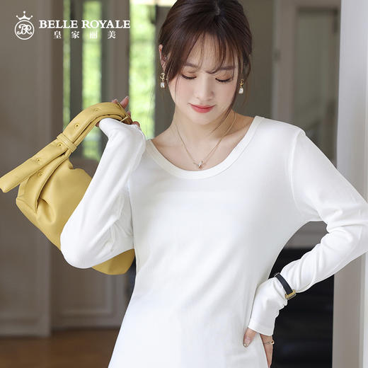皇家丽美长袖t恤内搭圆领打底衫女春秋洋气上衣修身秋衣SZ2655 商品图2