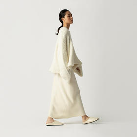 322工房茧型裙型羊绒混纺针织半身裙女2022新款中长款高腰A字裙子