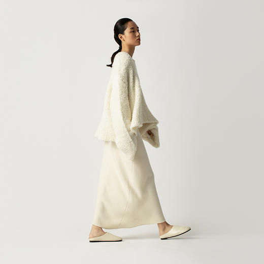 322工房茧型裙型羊绒混纺针织半身裙女2022新款中长款高腰A字裙子 商品图0