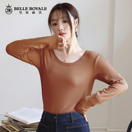 皇家丽美长袖t恤内搭圆领打底衫女春秋洋气上衣修身秋衣SZ2655 商品图1