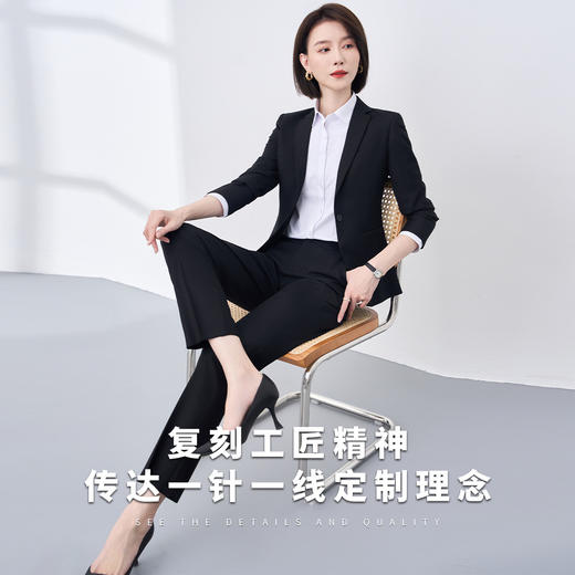 【上衣+裤子】罗蒙春秋女士西服套装职业正装商务通勤修身西装两件套 商品图3
