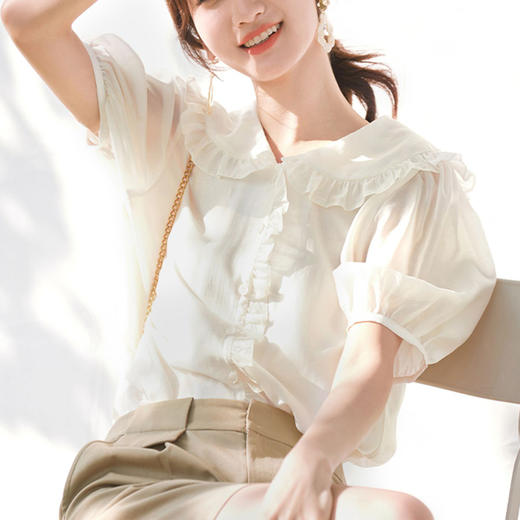 裁缝学苑AQ111娃娃领泡泡袖女衬衫纸样衬衣上衣服装衣服女装打板 商品图1