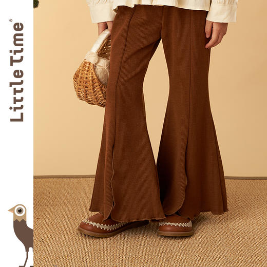 littletime女童休闲裤2022春秋新款薄软女大童喇叭裤森系纯色长裤 商品图0