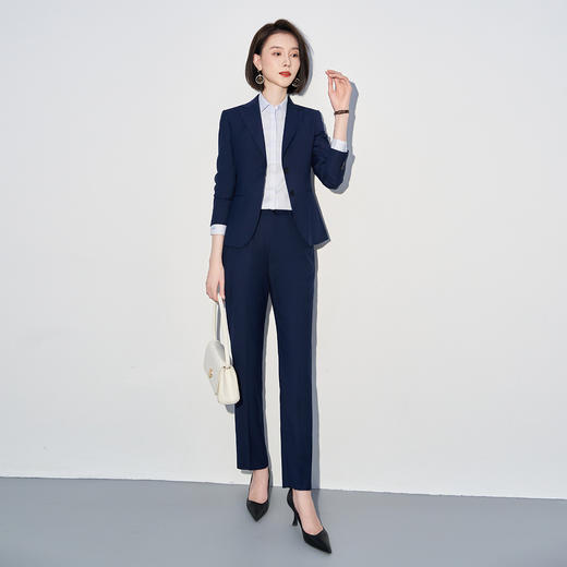 【上衣+裤子】罗蒙春秋女士西服套装职业正装商务通勤修身西装两件套 商品图4