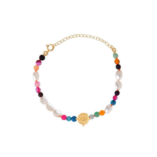 北京仓｜Barbóra-Eye-彩色玛瑙 眼睛金币 手链［希腊设计师] 商品图0