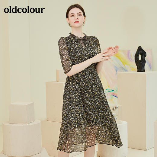 oldcolour春秋季商场同款时尚碎花气质连衣裙N31102105 商品图3
