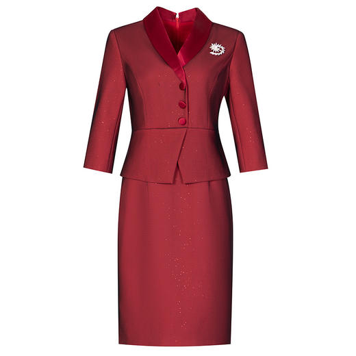 ZY-Q6126秋装新款时尚端庄气质酒红假两件连衣裙 商品图4