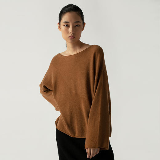 322工房气质横领纯山羊绒针织衫2022年秋冬新款休闲套头打底毛衣 商品图4