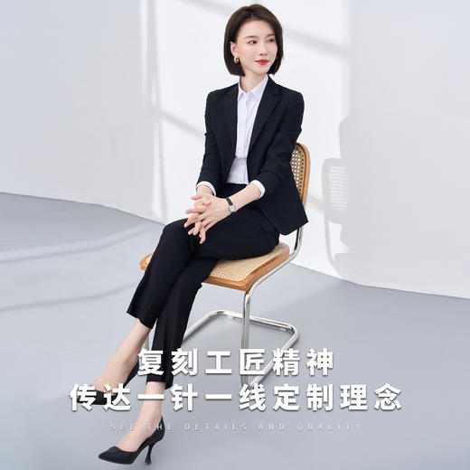 【上衣+裤子】罗蒙春秋西服套装女士正装商务通勤职业工装修身西装女 商品图3