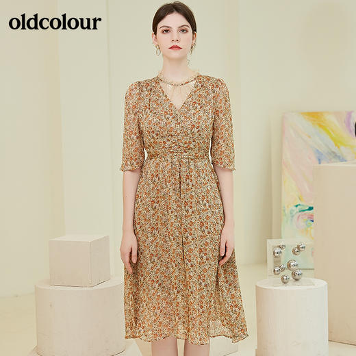 oldcolour春秋季商场同款时尚碎花气质连衣裙N31102105 商品图2