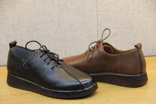 豪行秋款20392762真皮单鞋女平底舒适牛筋软底皮鞋牛皮女鞋妈妈鞋 商品图5