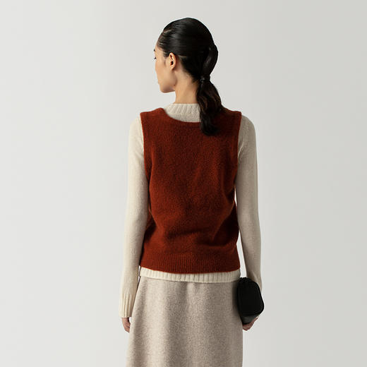 322工房叠搭背心圈圈纱山羊绒打底衫2022年秋冬新款纯色百搭针织 商品图4