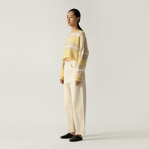 322工房幼马海毛截短套头针织衫2022年秋冬新款长袖圆领拼色毛衣 商品图3