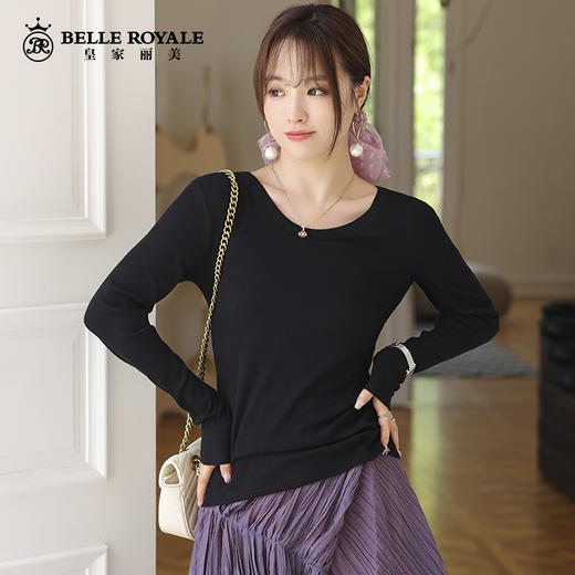 皇家丽美长袖t恤内搭圆领打底衫女春秋洋气上衣修身秋衣SZ2655 商品图0