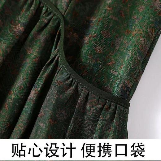 仿香云纱真丝高档连衣裙秋装女新款洋气旗袍桑蚕丝绿色裙子长裙过膝DP901 商品图9