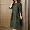 仿香云纱真丝高档连衣裙秋装女新款洋气旗袍桑蚕丝绿色裙子长裙过膝DP901 商品缩略图3