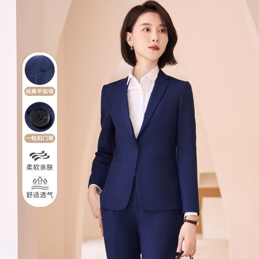 【上衣+裤子】罗蒙春秋女士西服套装职业正装商务通勤修身西装两件套 商品图5