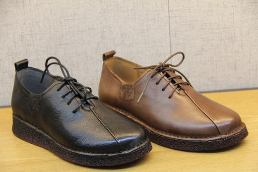 豪行秋款20392762真皮单鞋女平底舒适牛筋软底皮鞋牛皮女鞋妈妈鞋 商品图3