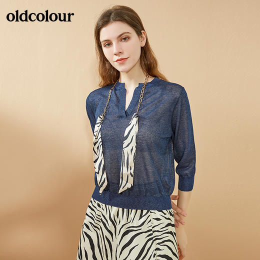 oldcolour秋季商场同款中袖薄款针织衫女N31052131 商品图3