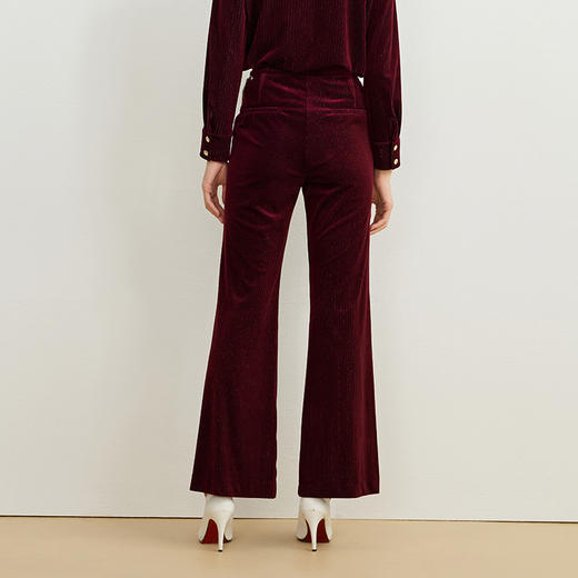 EITIE爱特爱冬季新款时尚通勤复古洋气高腰喇叭长裤女裤6705409 商品图5