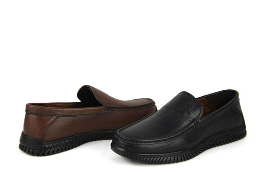 豪行方头包邮春新款11115128真皮休闲皮鞋软底软面一脚蹬男士单鞋 商品图5