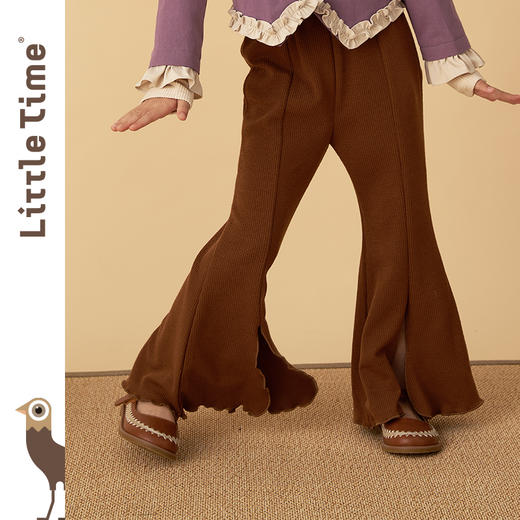 littletime女童休闲裤2022春秋新款薄软女大童喇叭裤森系纯色长裤 商品图1
