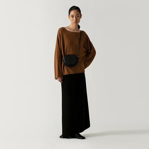 322工房茧型裙型羊绒混纺针织半身裙女2022新款中长款高腰A字裙子 商品图4