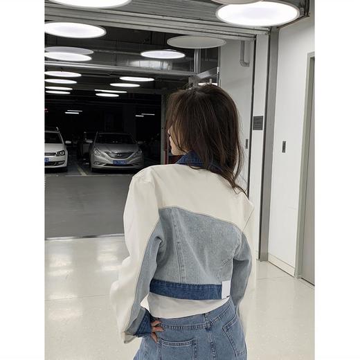 ins潮早春秋季小个子短款牛仔拼接显瘦外套2022年新款牛仔外套女 商品图4