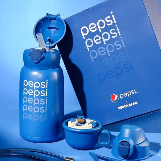 BEDDYBEAR杯具熊 四叶草儿童保温杯直饮背带成人不锈钢水杯百事蓝丝绒 630ml 商品图0