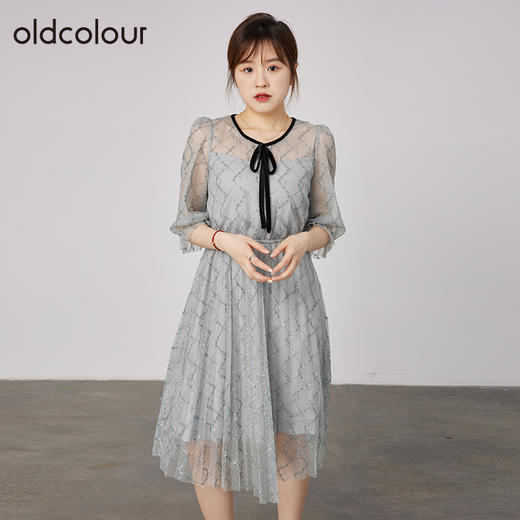 oldcolour2021秋季商场同款温柔花边法式镂空连衣裙N31102130 商品图1