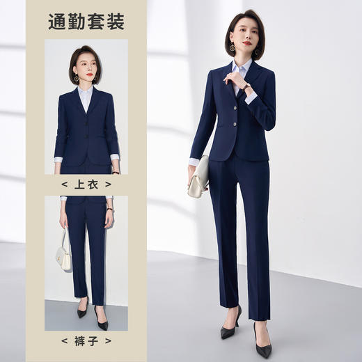【上衣+裤子】罗蒙春秋女士西服套装职业正装商务通勤修身西装两件套 商品图2
