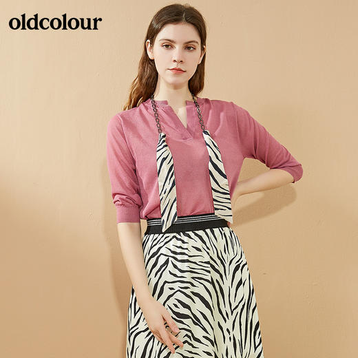 oldcolour秋季商场同款中袖薄款针织衫女N31052131 商品图0