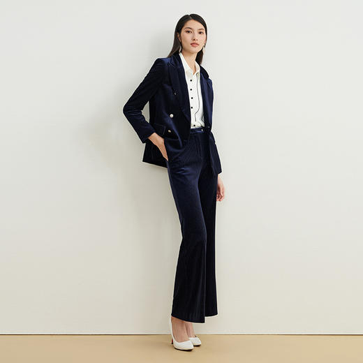 EITIE爱特爱冬季新款时尚通勤复古洋气高腰喇叭长裤女裤6705409 商品图7