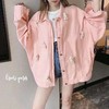 送小熊韩版纯色港风外套女学生秋季新款复古宽松百搭夹克工装上衣 商品缩略图1