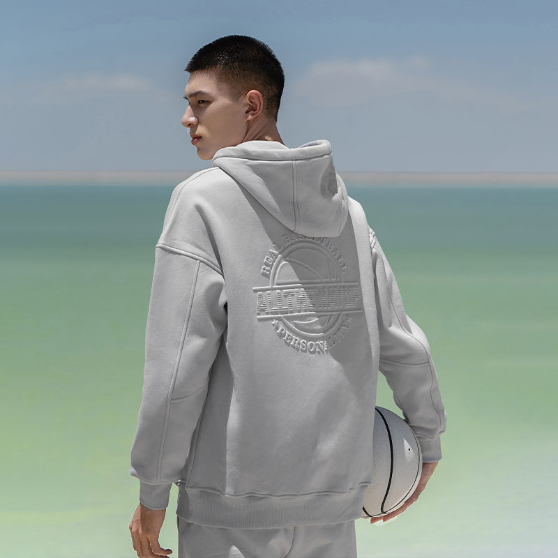 0.1% UZIS运动卫衣男宽松上衣秋季训练篮球套头美式连帽衫[暗章]