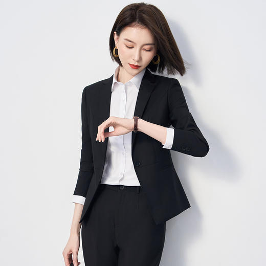 【上衣+裤子】罗蒙春秋女士西服套装职业正装商务通勤上班修身两件套 商品图2