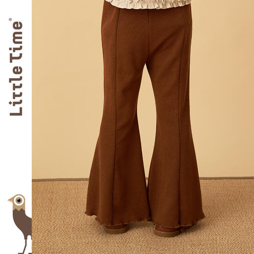 littletime女童休闲裤2022春秋新款薄软女大童喇叭裤森系纯色长裤 商品图3