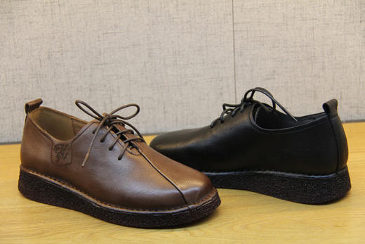 豪行秋款20392762真皮单鞋女平底舒适牛筋软底皮鞋牛皮女鞋妈妈鞋 商品图4