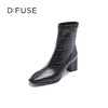 DFuse迪芙斯秋季新款方头鳄鱼纹粗跟短靴女DF24116048 商品缩略图6
