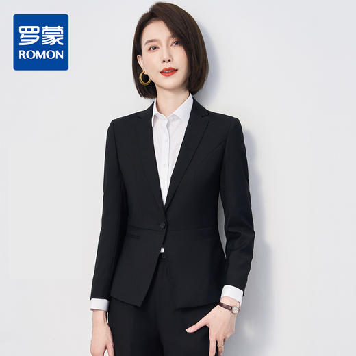 【上衣+裤子】罗蒙春秋女士西服套装职业正装商务通勤上班修身两件套 商品图0