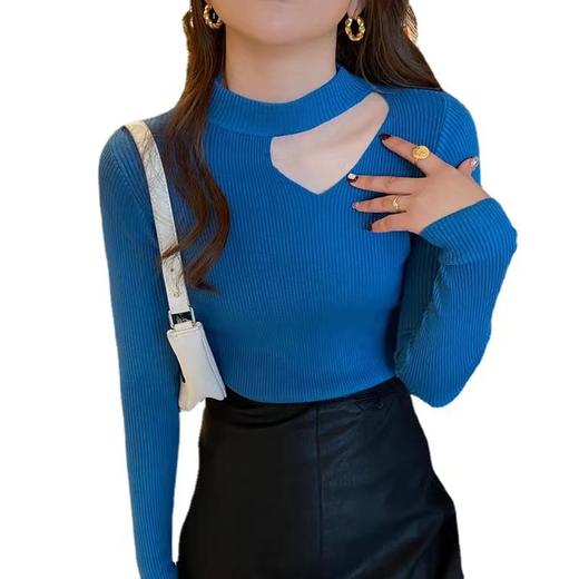 （清仓现货）【社群供T】法式挂脖新款别致半高领修身薄款针织打底衫 商品图2