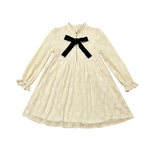 littletime女童国风礼服连衣裙春秋2022女大童新中式蕾丝旗袍长裙 商品图4