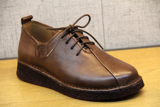 豪行秋款20392762真皮单鞋女平底舒适牛筋软底皮鞋牛皮女鞋妈妈鞋 商品图0