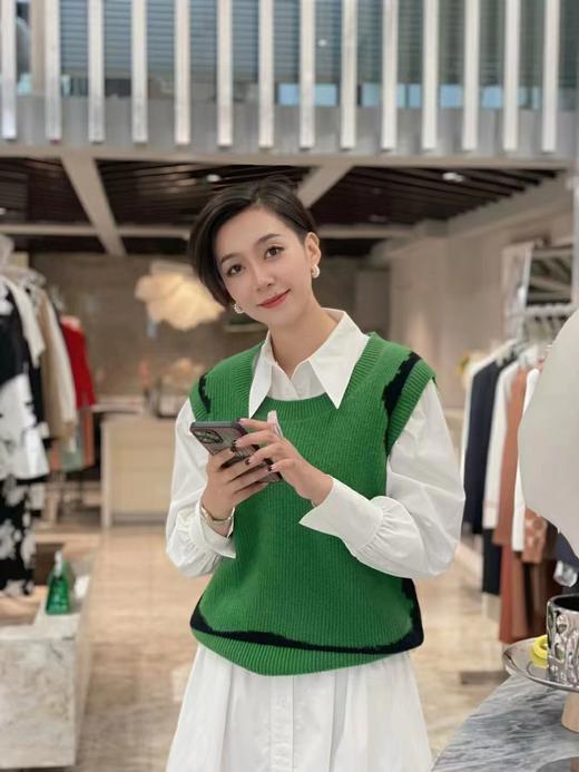 QG22133#美丽奴羊毛拼色针织马甲 商品图1